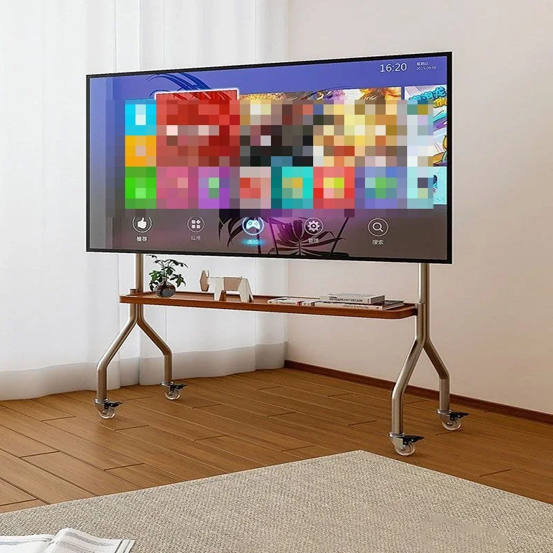 

Stainless steel TV floor bracket movable vertical cart TV stand