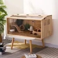 Premium Wooden Chicken Coop with Bear Design for Hamsters, Chicks, and Small Pets - Incubating and Rearing