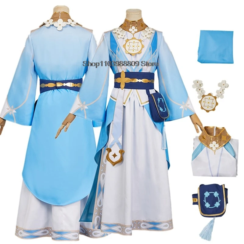 Genshin Impact Lumine Cosplay Costume Adult Women Fantasia Kimono Dress Belt Outfits Disguise Halloween Carnival Party Suit