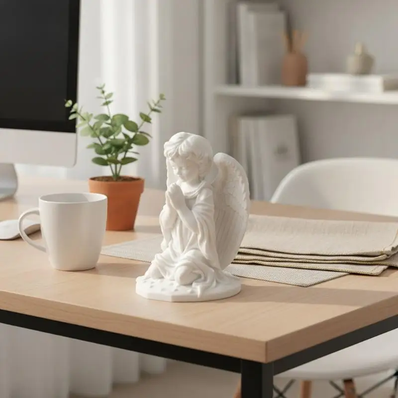 3D Printed Kneeling Angel Figurine Prayer Statue Sculpture Desktop Ornament Decoration