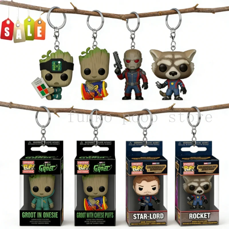 Funko Pocket Guardians of the Galaxy 3 Pocket Pop Llavero Rocket Star-Lord Groot en Mono Groot con Cheese Puffs Juguetes Modelo