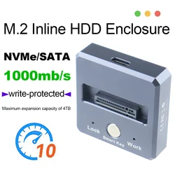 NVMe M2 SSD Docking Station M.2 SSD To USB Adapter Type-C M.2 NVME/SATA Caddy Box Base Adapter 1000MB/s SSD External Enclosure