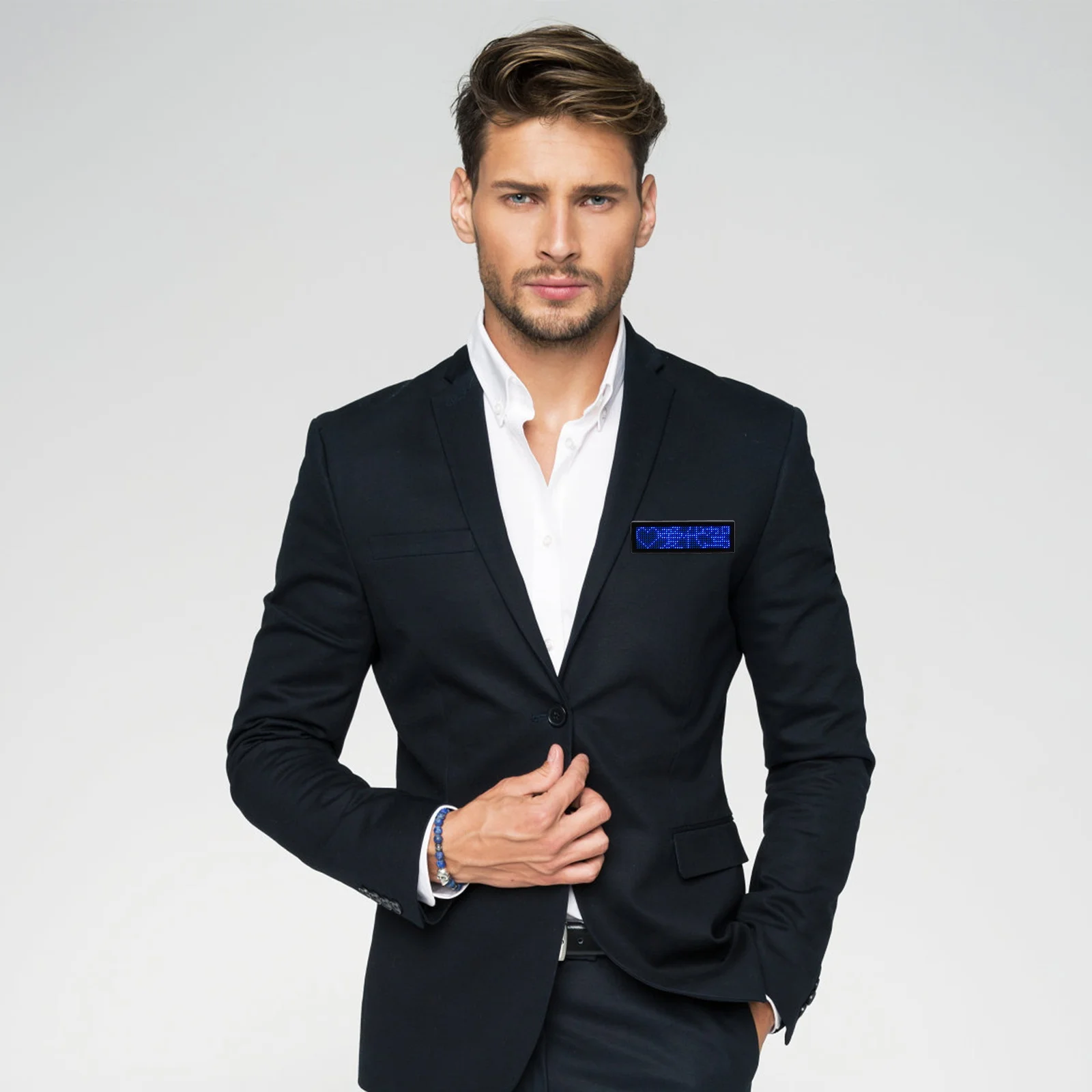 

Перезаряжаемый светодиодный бейдж с именем, синий, регулируемая яркость, USB-кабель, светодиодная именная бирка, программируемый прокручивающий значок сообщений, торговое шоу