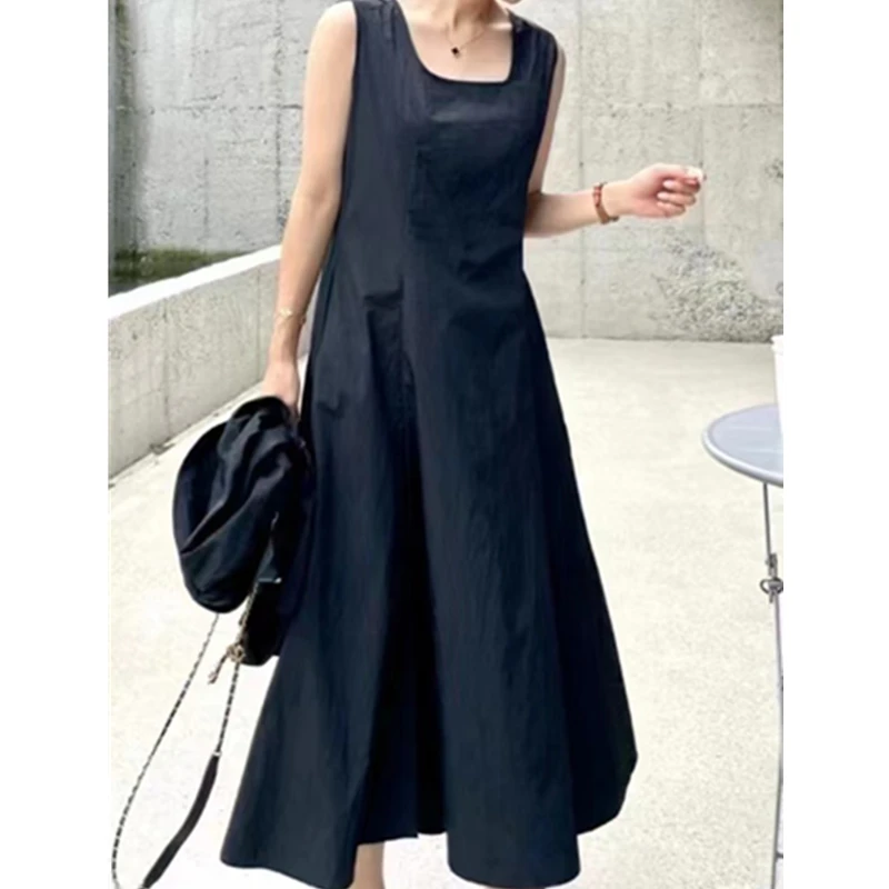 REALEFT 2024 New Summer 2 Pieces Women\'s Dress Suits Turn-down Short Jacket and Solid Casual Tank A-Line Dress Sets Outfits