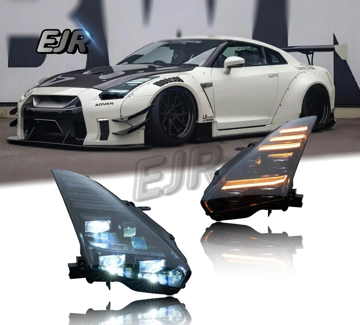 LED Headlights for 07-18 Nissan GTR R35, Daytime Running Lights, Upgrade DRL Kit