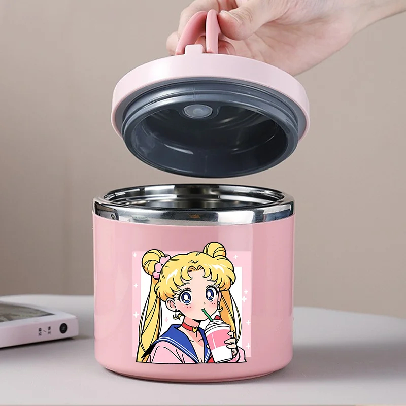 Thermos alimentaire Sailor Moons 630 ml, tasse à soupe isolée, thermos en acier inoxydable, contenants, anime, dessin animé, boîte à lunch pour le bureau, l'école