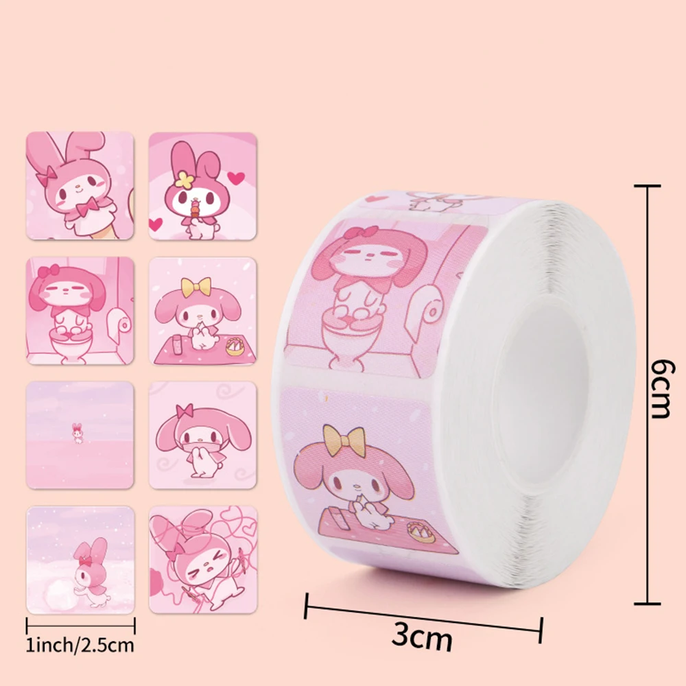 500 szt. Naklejki moja melodia Anime Sanrio różowy Kawaii Cartoon naklejka pamiętnik gitara bagaż Laptop estetyka naklejka dla dzieci dziewczynki