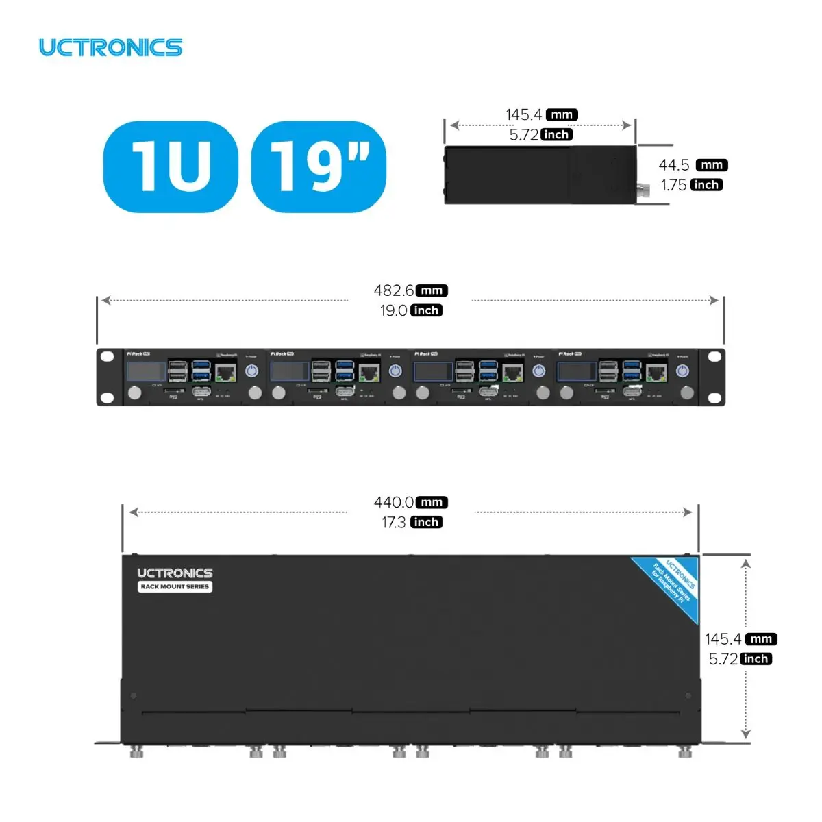 UCTRONICS Pi Rack Pro for Raspberry Pi 4B, 19