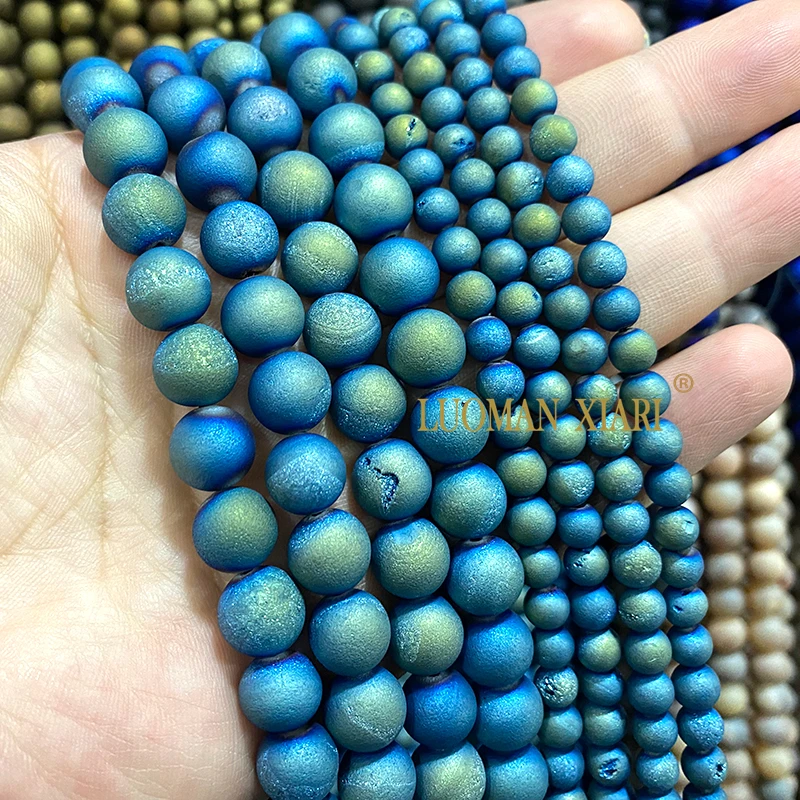 الحجر الطبيعي فضي كريستال الأسنان العقيق 6 8 10 مللي متر فضفاض خزر عازل لصنع المجوهرات أساور يدوية إكسسوارات جذابة