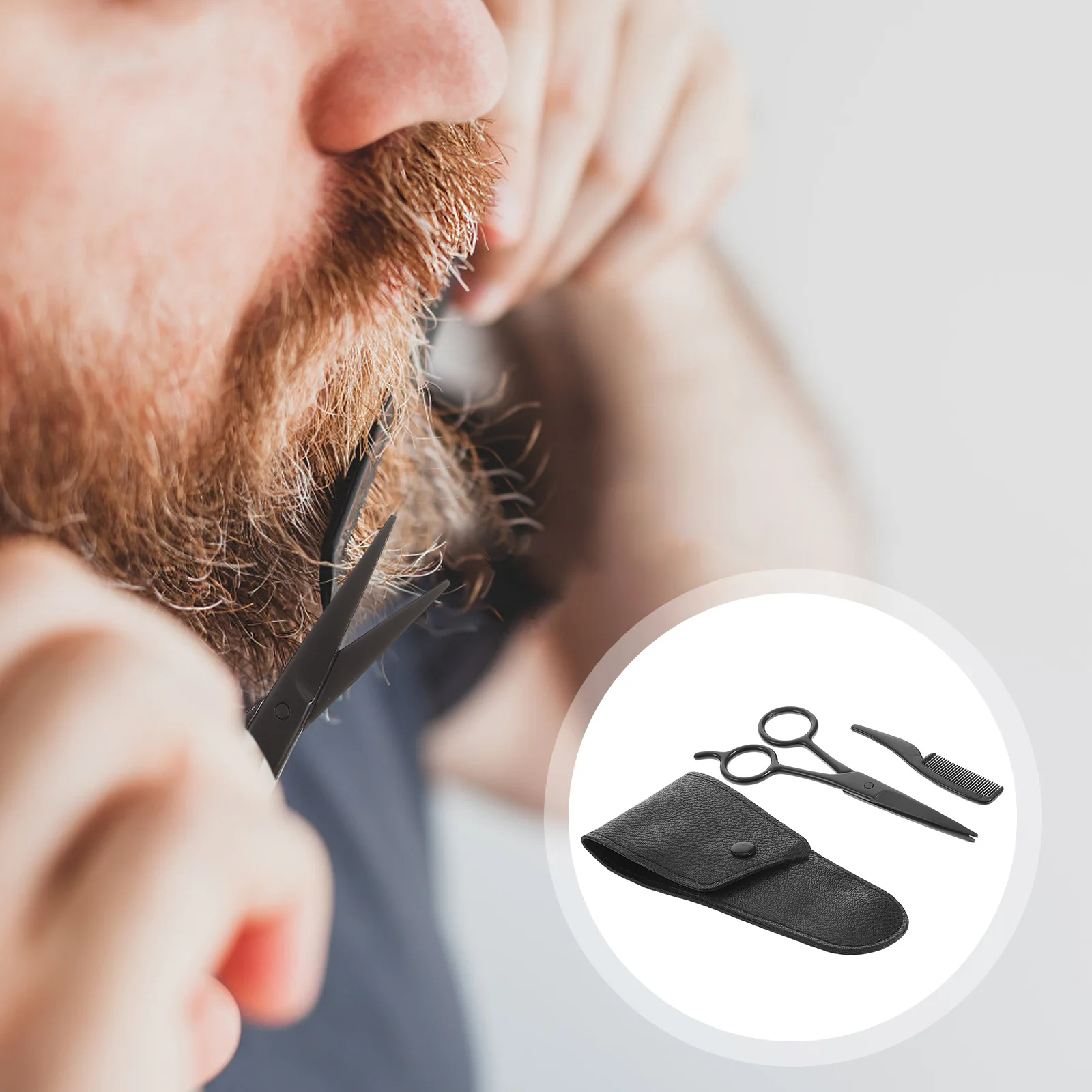 

3Pcs Beard Shears Set Professional Stainless Steel Mustache Scissors for Precise Trimming Home Barbershop Beard Scissors Set