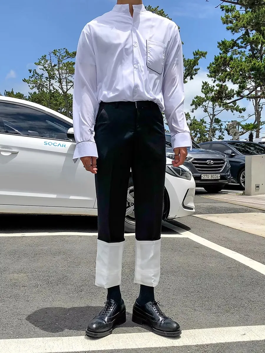 27-46 2025 NIEUWE Herenkleding Originele Niche Catwalk Originele Mode Losse Rechte Casual Broek Plus Size kostuums