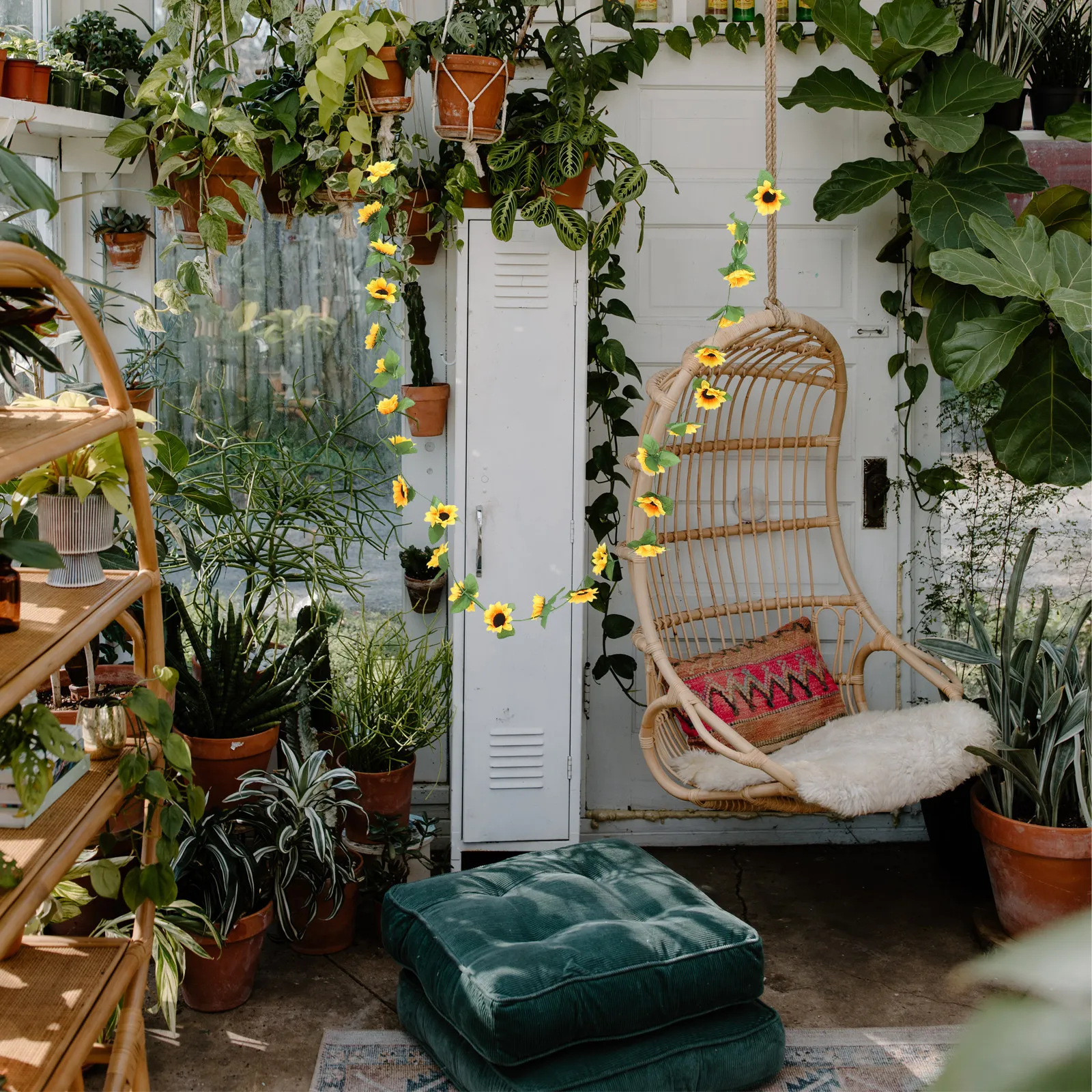 Artificial Sunflower Vine Fake Flower Garland Full Head Lifelike Decoration for Home Wedding Party Garden Arch