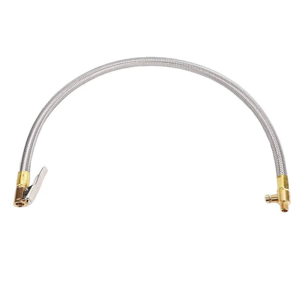 54cm / 21 Inch Tire Inflator Extension Hose Brass Connectors Universal Quick Connect Hose Adapter Braided Hose