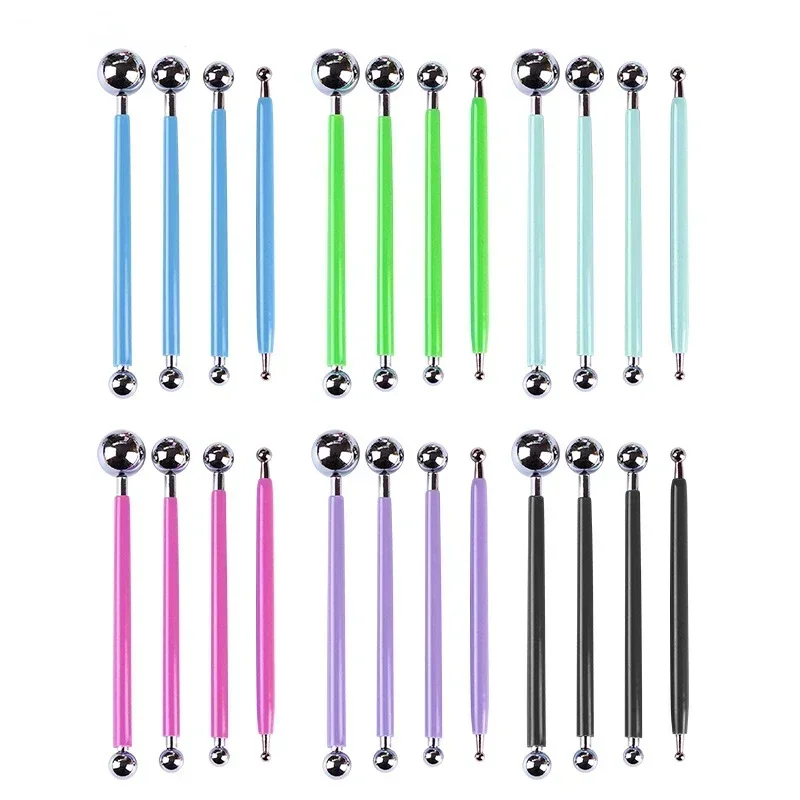 Pottery Dots Sculpture Tool Stainless Steel Polymer Clay Shape Pen Metal Ball Clay Carving DIY Ceramics Decorating Tools