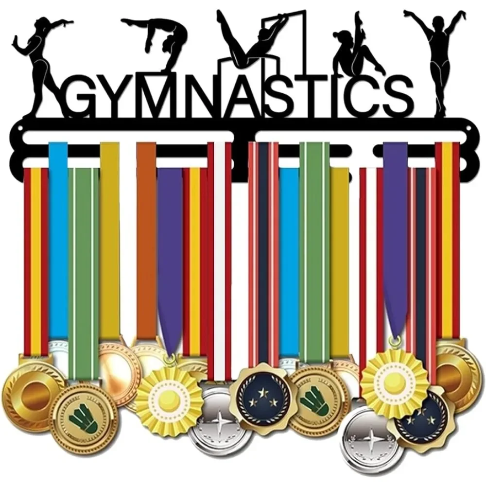 Gymnastics Medal Hanger Display Wall Gymnastics Medal Holder for 60+ Sports Medal Hanger Display Metal Holder Ribbon Display