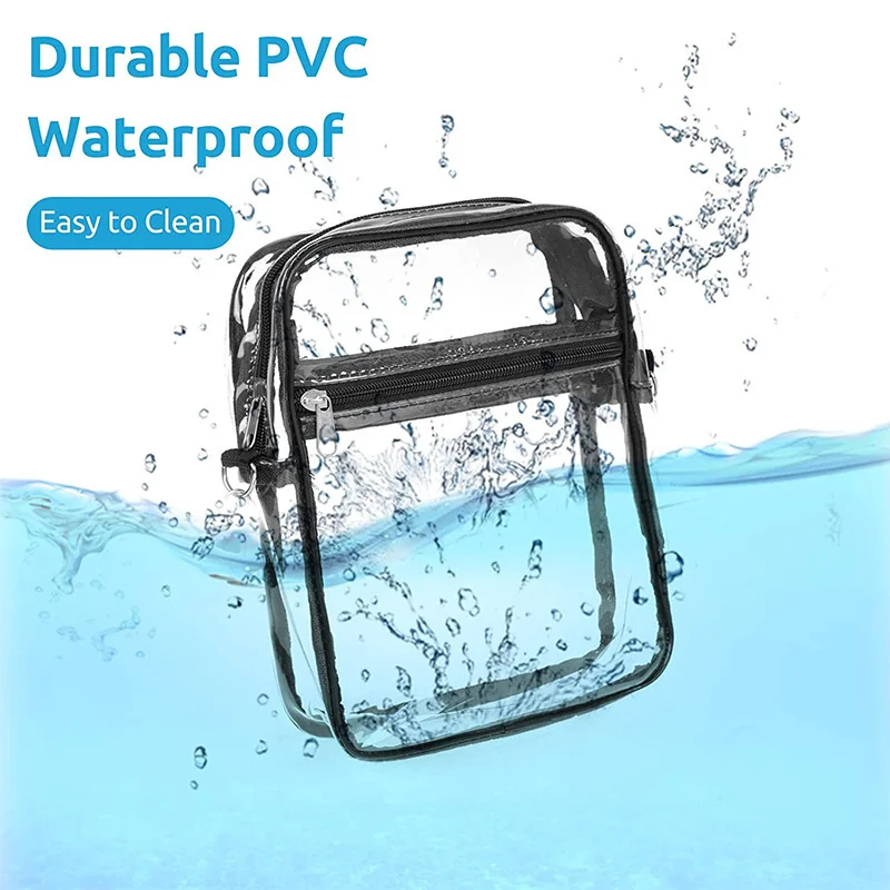 Clear Crossbody Bag Thickened PVC Stadium Approved Purse for Concerts Sports Events Transparent Unisex Shoulder Messenger