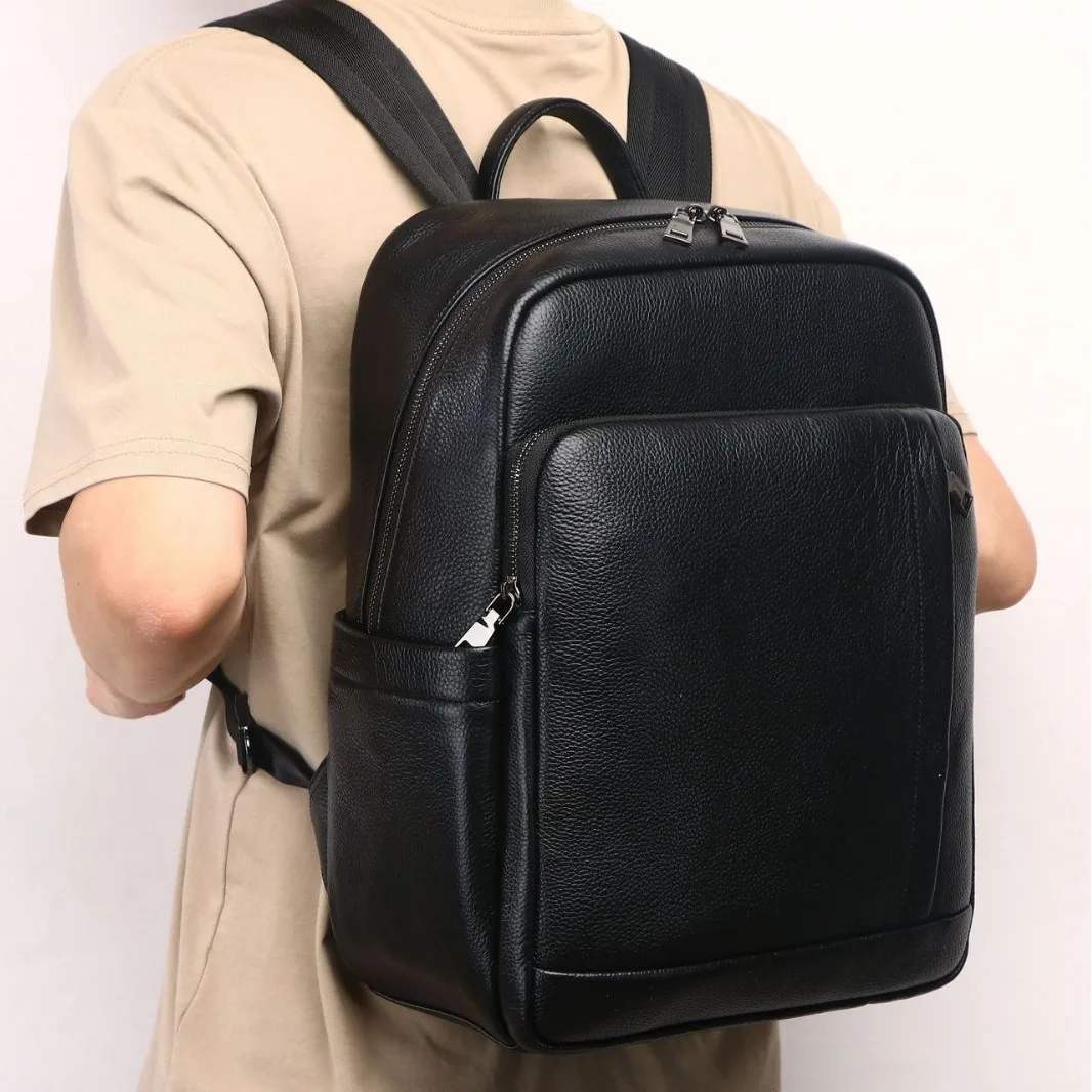 2026 New brand Natural Cowskin Genuine Leather Men's Backpack Fashion Large Capacity Shoolbag Boy Laptop Backpack computer Bag