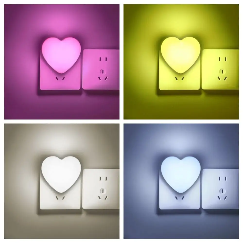 New Sensor Control LED Night Light Energy Saving Love Shape Night Lamp Bedroom Stairs US Plug LED Sensor Lamp For Children Kids
