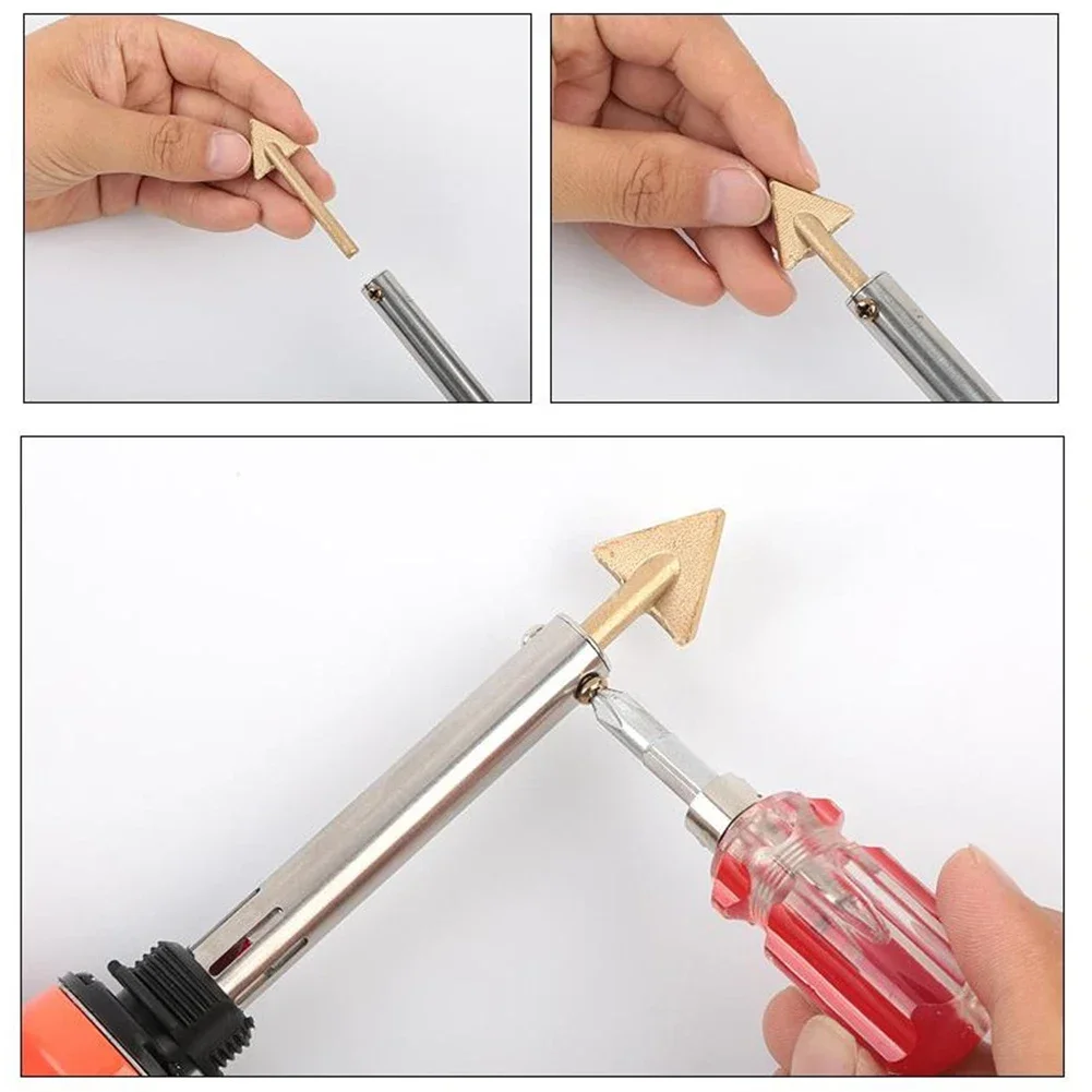 1pc Plastic Welder Soldering Iron Tips Plastic Repair Triangular Copper Smoothing Head Welding Tips For 60 Watt Plastic Welding