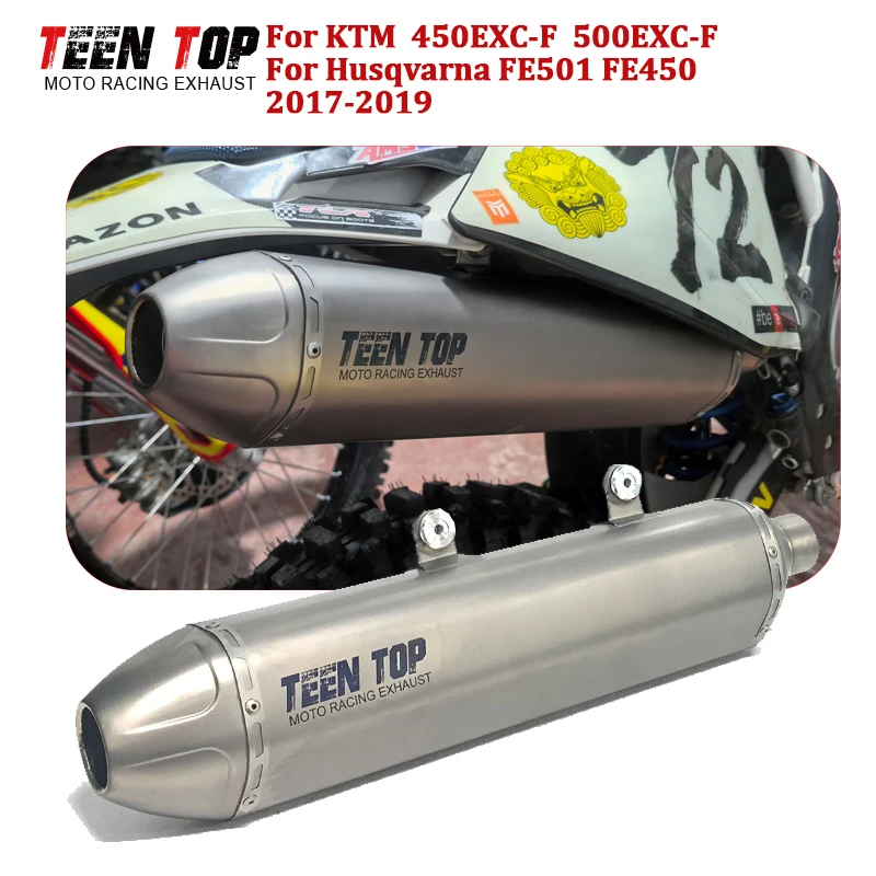 

Dirtbike Exhaust For Husqvarna FE450 FE501 Exhaust Muffler Elbow For KTM 450EXC-F 500EXC-F Muffler 600mm Silencieux Titanium
