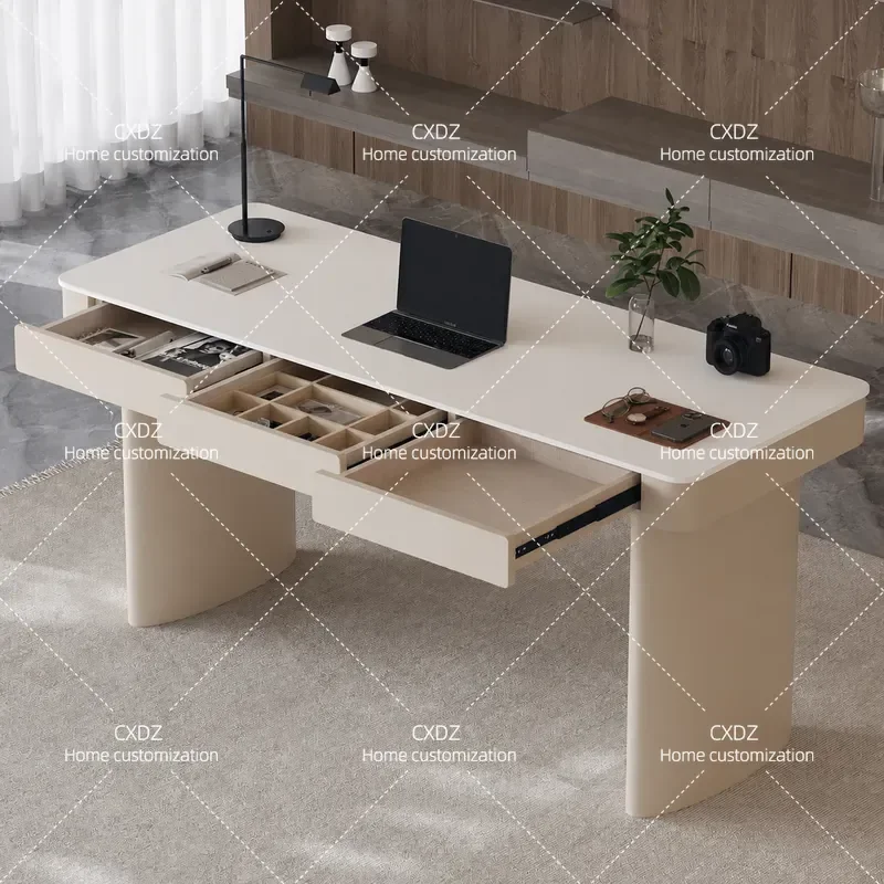 2026 New Rock Slab Desk Computer Table Modern Light Luxury Italian Minimalist Cream Style Study Table