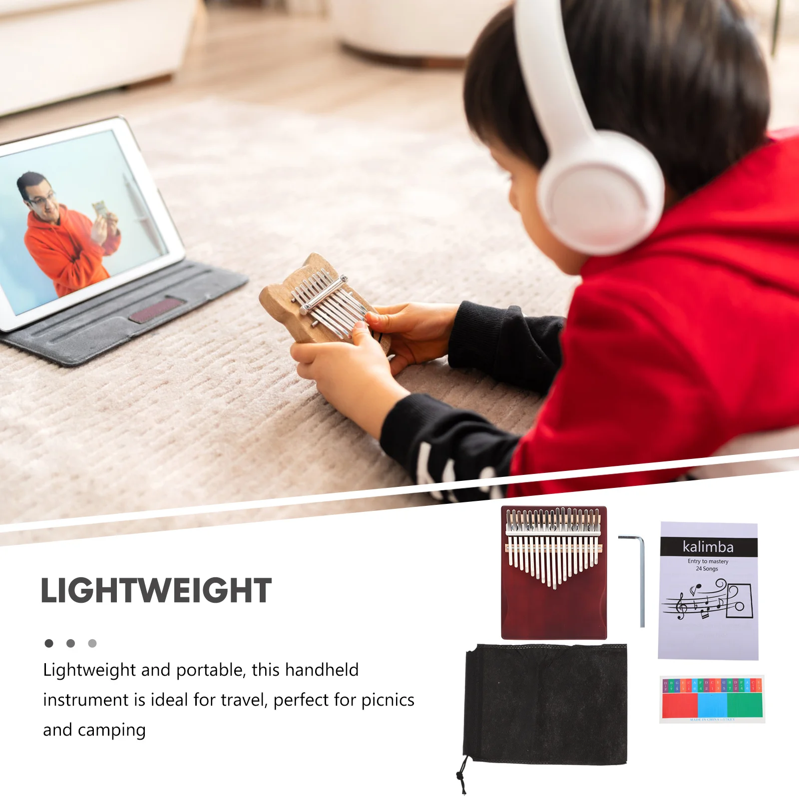 

1Set Kalimba Wooden 17-Tone Thumb Piano Portable Music Tool Beginner Finger Piano Durable Small Instrument Portable Kalimba