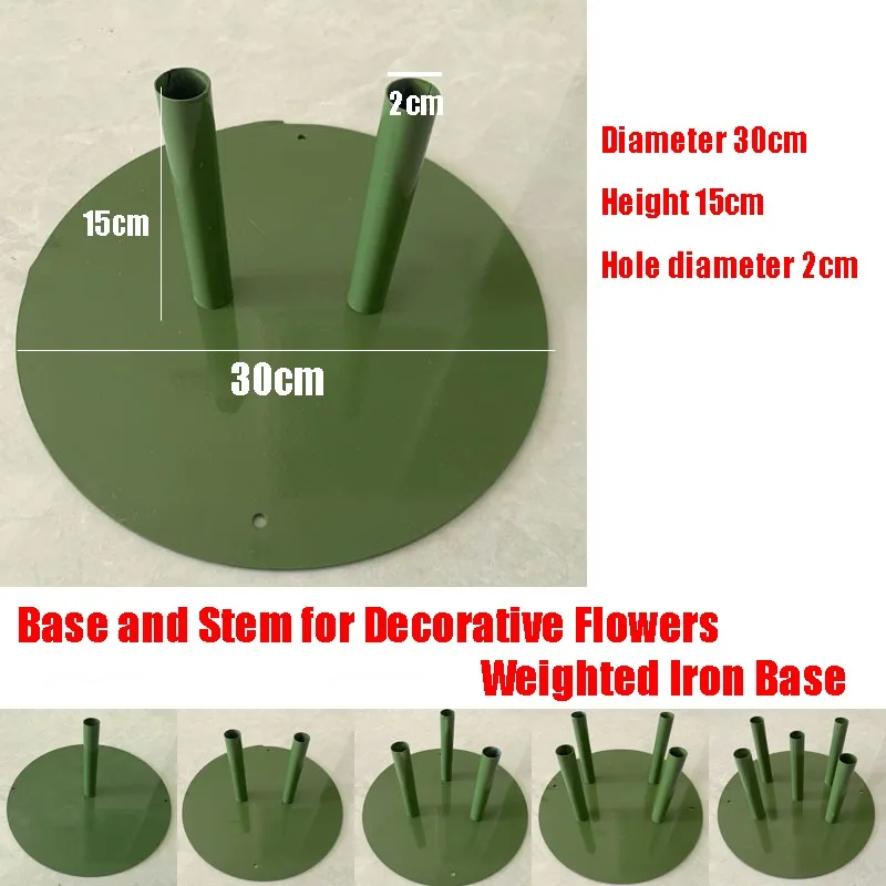 1/3pcs Iron Base for Decoration Flowers Wedding Road Lead Flowers Bases Green White PVC Pipe Wooden Bases Stem Decor Accessories