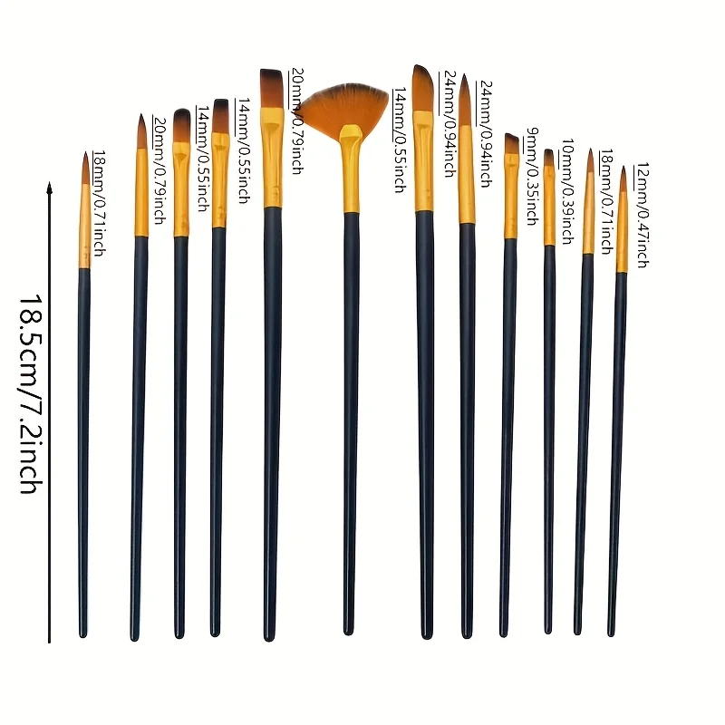 12 Pcs Premium Artist Paint Brush Set - Assorted Shapes (Round/Fan/Filbert/Flat) for Oil, Watercolor, Acrylic & Canvas, Perfect