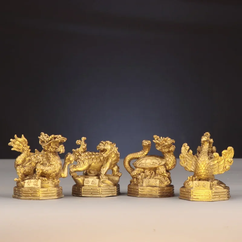 

Feng Shui 4PCS The Four Spiritual Sacred Beasts White Tiger、Azure Dragon、Black Turtle、Phenix Amulet Home Decor