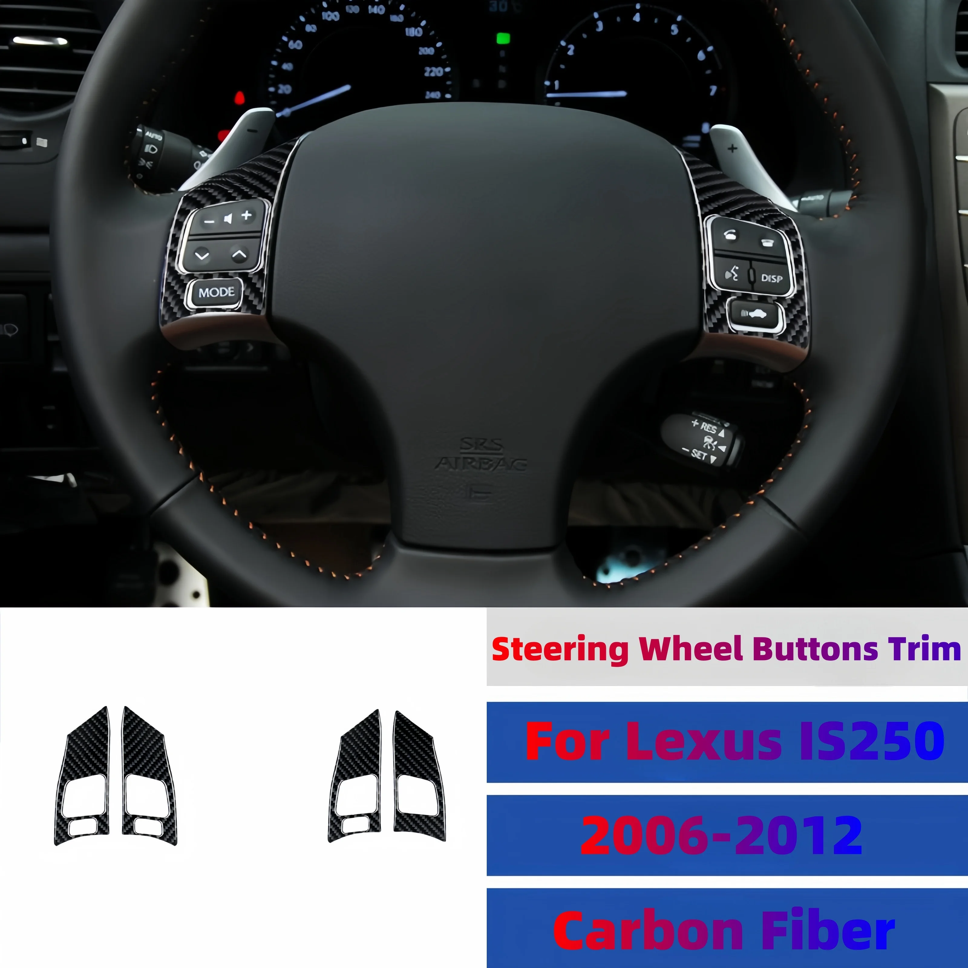 

For Lexus IS250 300 350C 2006-2012 Carbon Fiber Interior Steering Wheel Button Switch Panel Cover Trim Stickers Cars Accessories