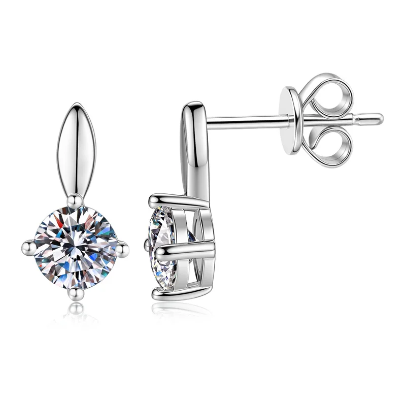 

E373 Lefei Fashion Color D Diamond-set Classic Moissanite Paw 4 Eye Earrings Charms Women 925 Sterling Silver Party Jewelry Gift