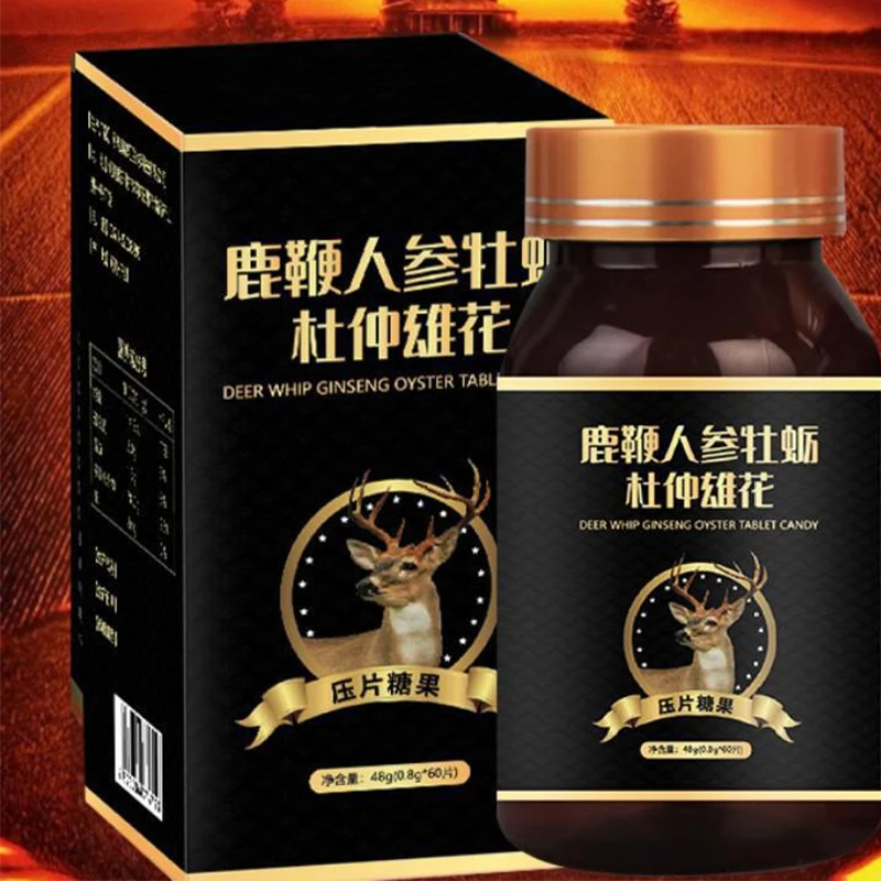 1 Bottle Deer Whip Ginseng Oyster Tablets Men's Tonic Concentrated Deer Whip Powder Tablets Candy Oyster Tablets