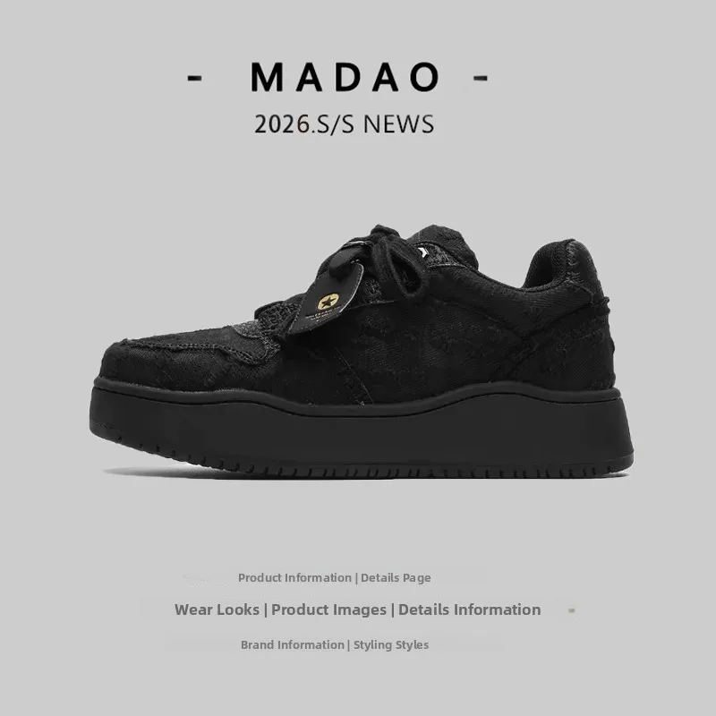 Unisex Retro Thick Bottomed Casual Shoes Breathable Mesh Upper Mixed Material Unisex round Toe Lace up Outdoor Sports Shoes