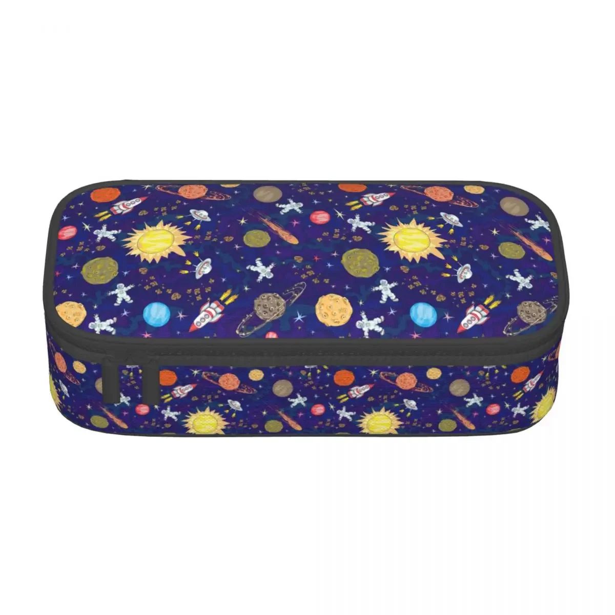 مخصص كوكب الفضاء صاروخ مقلمة لفتاة صبي سعة كبيرة الكون رائد الفضاء سفينة الفضاء صندوق القلم حقيبة اللوازم المدرسية