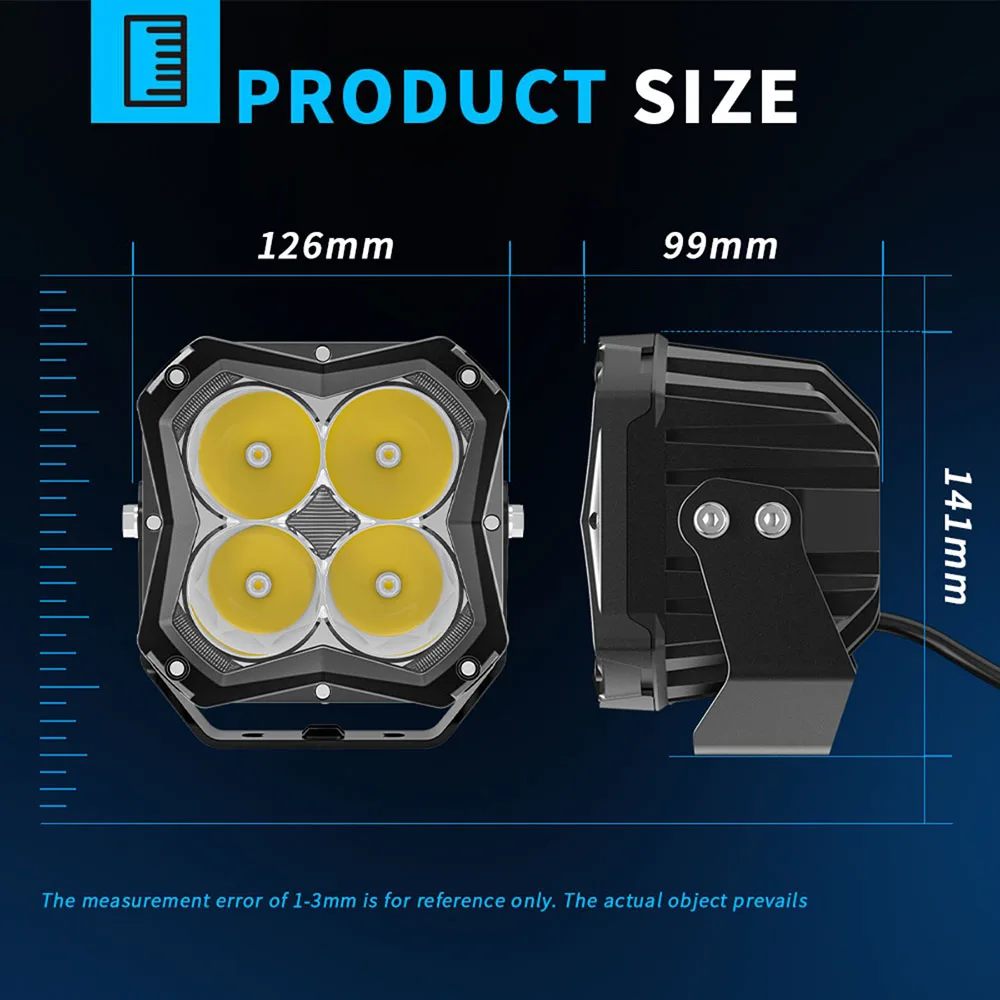 5 Inch Off-road Car Spotlight LED 50W with Aperture DRL Work Light  High Brightness Four leaf clover 5-inch A-pillar Spotlights