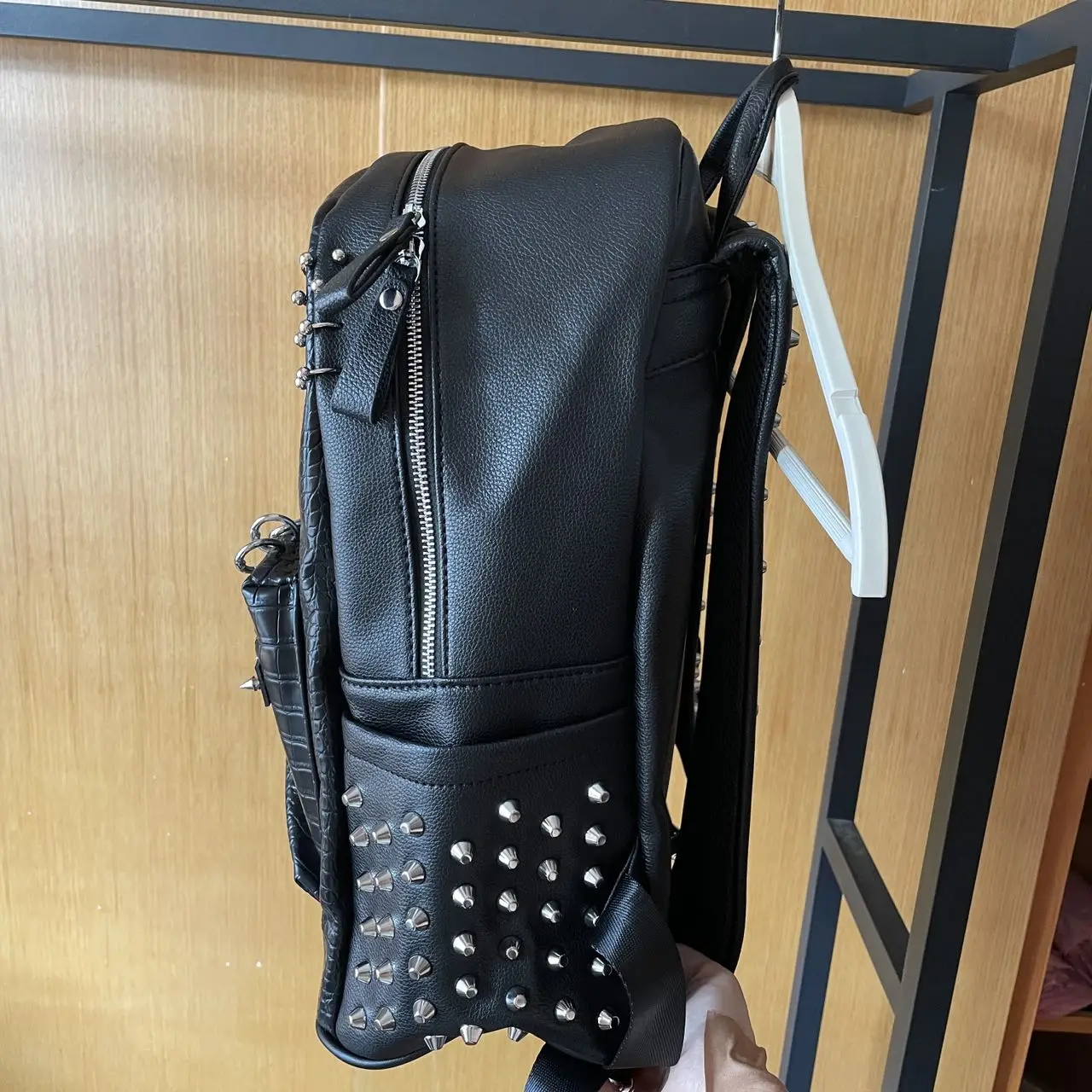 Original Designed Multi Pockets Backpack Rivets Punk Backpack Fashion Faux Leather Backpacks view 5