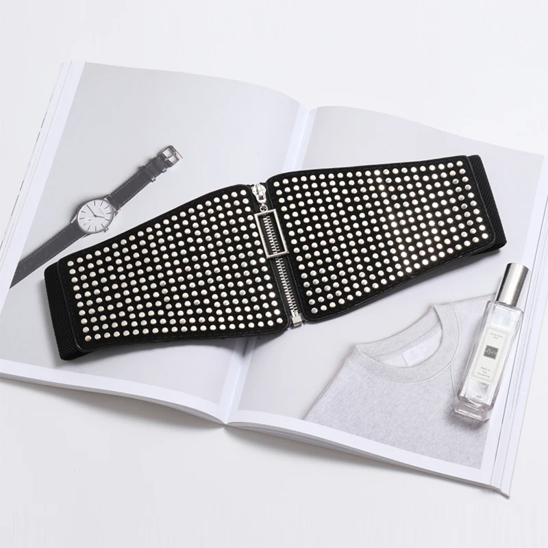 فاسق برشام البطانة واسعة مطاطا مشد حزام الإناث الخصر القوطي حجم كبير تمتد Cummerbunds أحزمة مصمم كبيرة للنساء 2028 #5