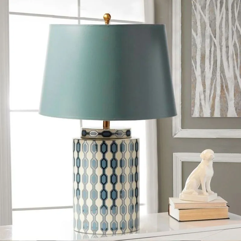Pastoral ceramic table lamp Modern home study Living room Bedroom bedside table lamp