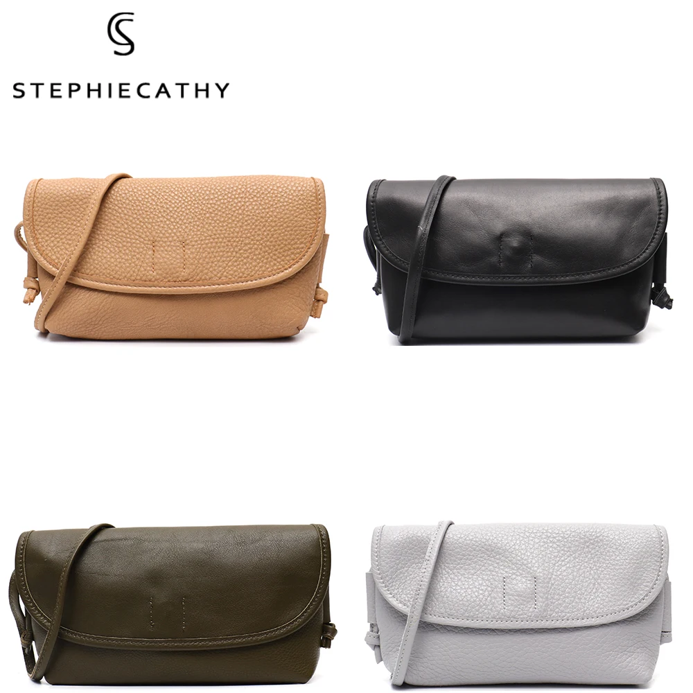 SC Simple Casual Genuine Leather Women Sling Bag Small Flap Messenger Handbags Female Daily Portable CowhideShoulder Phone Purse