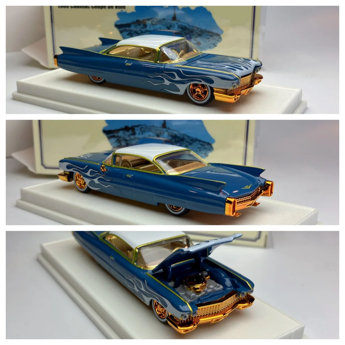 Mechanic 1:64 Blue Gold 1960 Muscle Deville Sports Model Diecast Display Car
