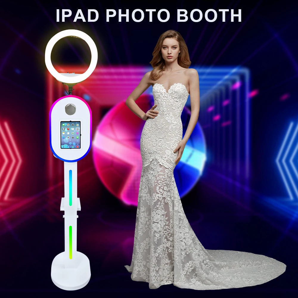 

Selfie iPad DSLR Camera Photo Booth Machine for 10.2" 11" 12.9" With Ring Light Portable Photobooth Stand for Party Wedding