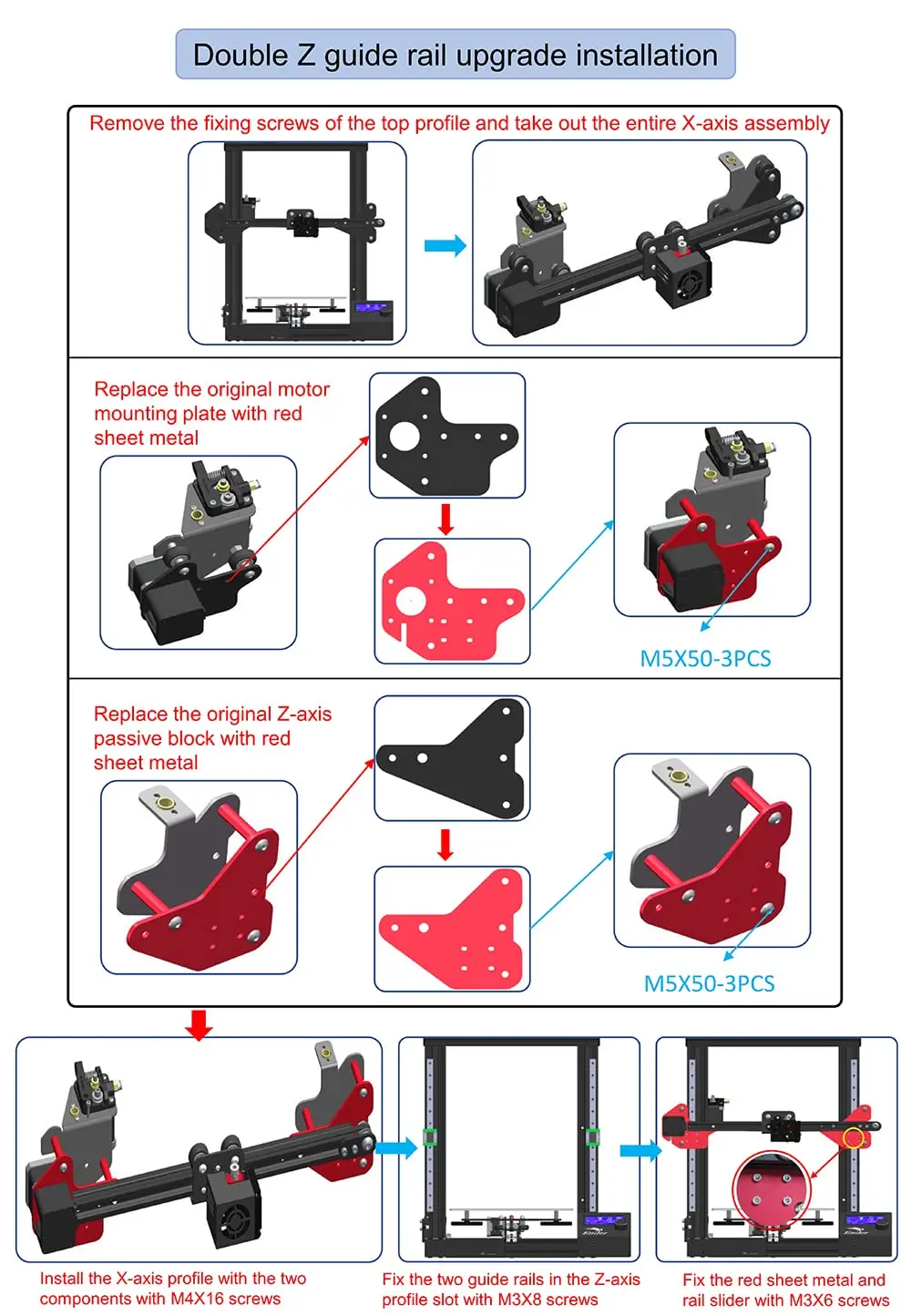 Imagem -06 - Dual Z-axis Linear Rail Guia Atualização Kit com Fix Plate Suporte de Montagem Impressora 3d Ender3 Ender Pro Ender-3 v2 Cr10 Mgn12c