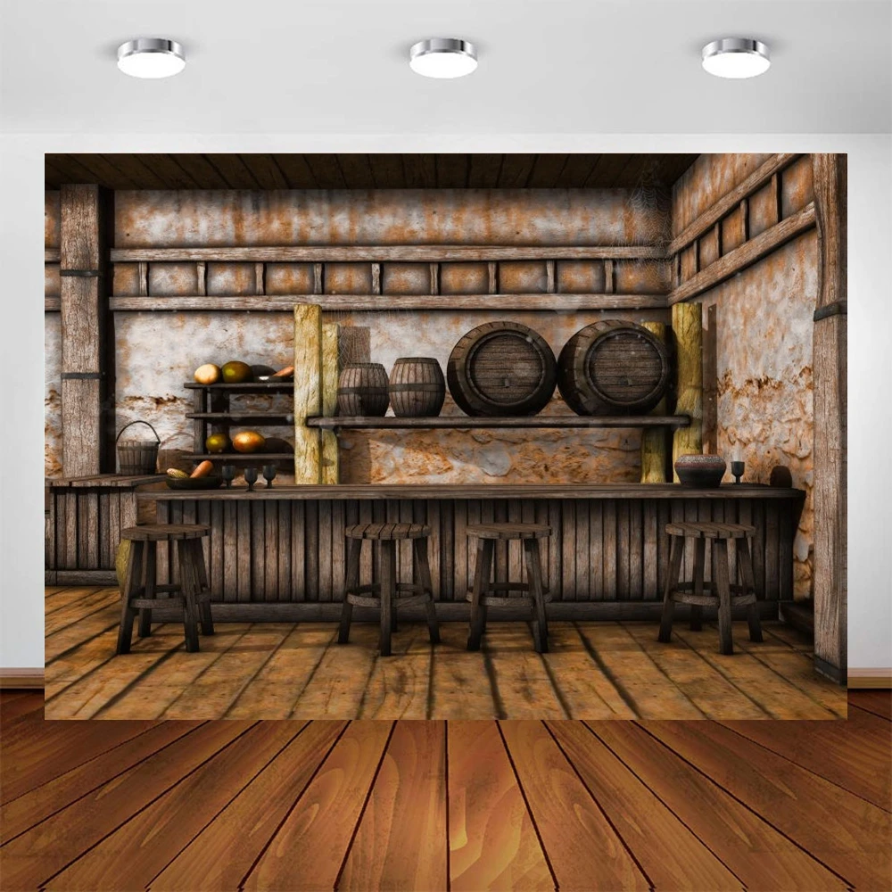 Vintage Wine Cellar Bar Retro Interior Scene Photography Background Oktoberfest Baby Portrait Backdrop Decor For Photo Studio