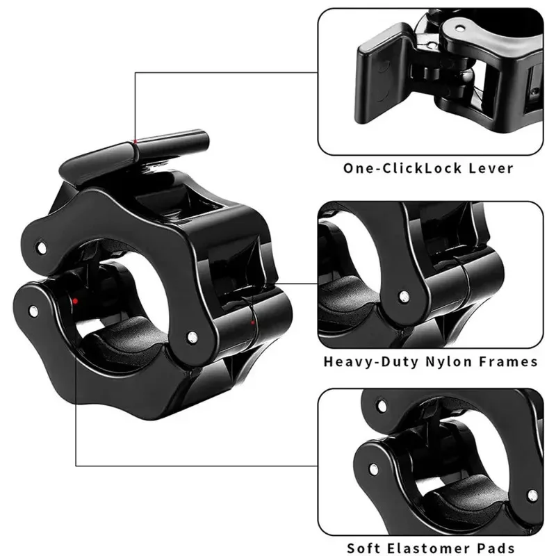 2PCS Heavy Duty Barbell Dumbbell Quick Release Buckle Clips Fixing Nut Clips Non-Slip Gym Barbell Collars Fitness Accessories