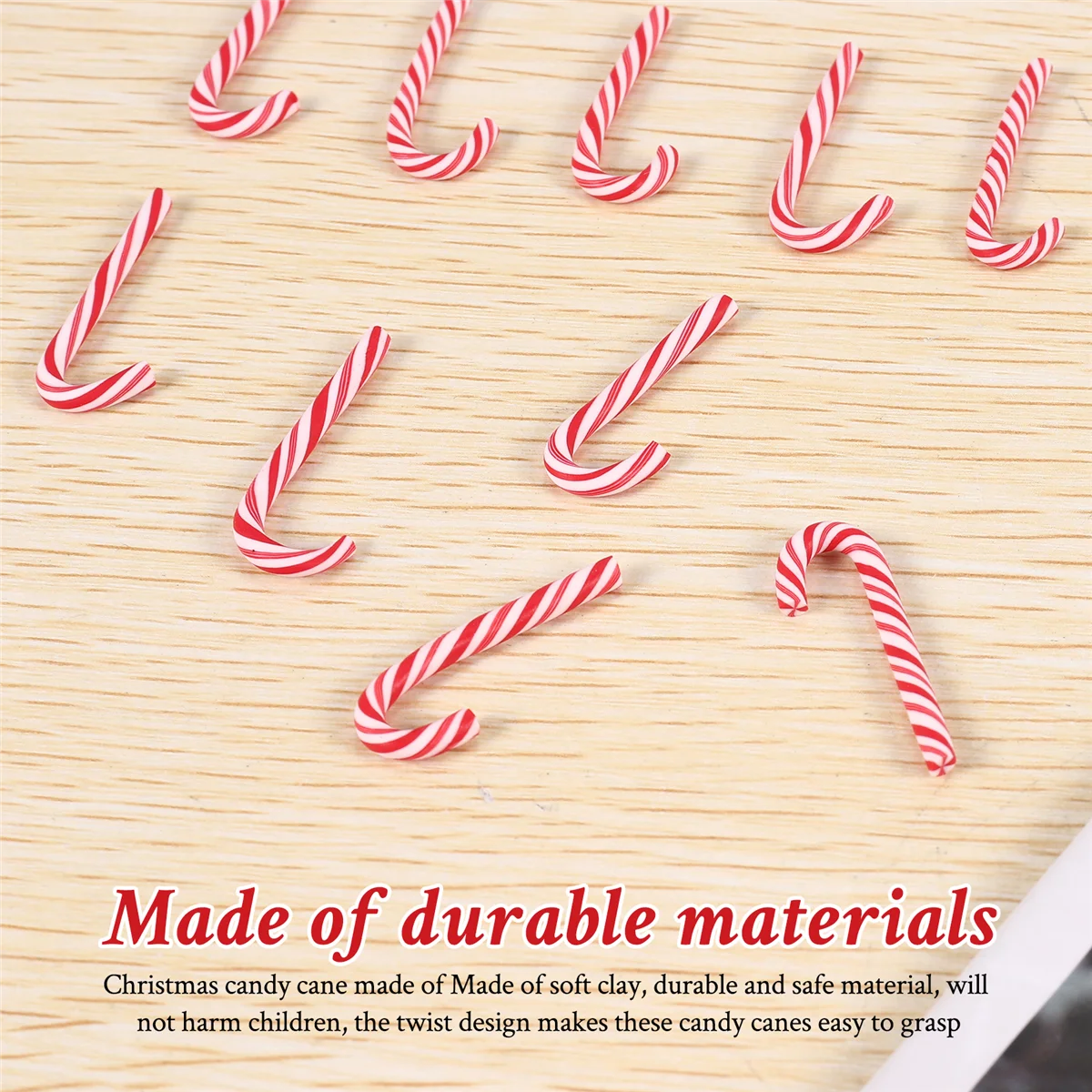 10PCS Christmas Red Cane Soft Pottery Jewelry Accessories New Year Candy Cane Home Decoration SQ