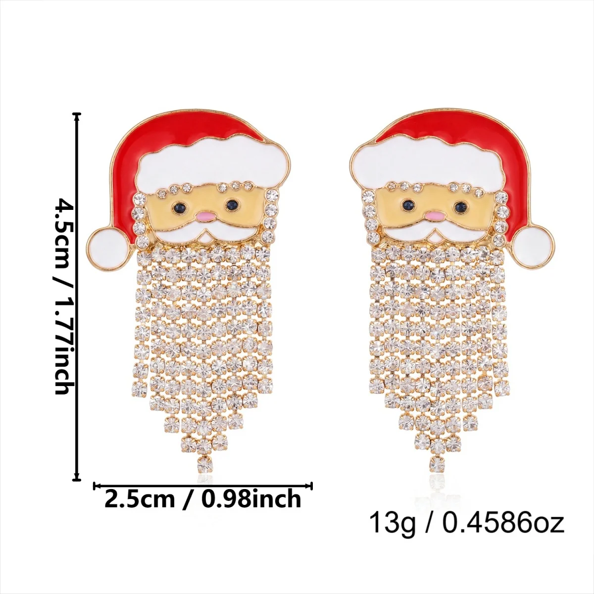 Kreative, niedliche Weihnachtsmann-Ohrstecker mit simuliertem Perlenquastenbart für Frauen, Strass-Weihnachtsmann-Ohrringe, Weihnachtsparty-Schmuck – Detail 38