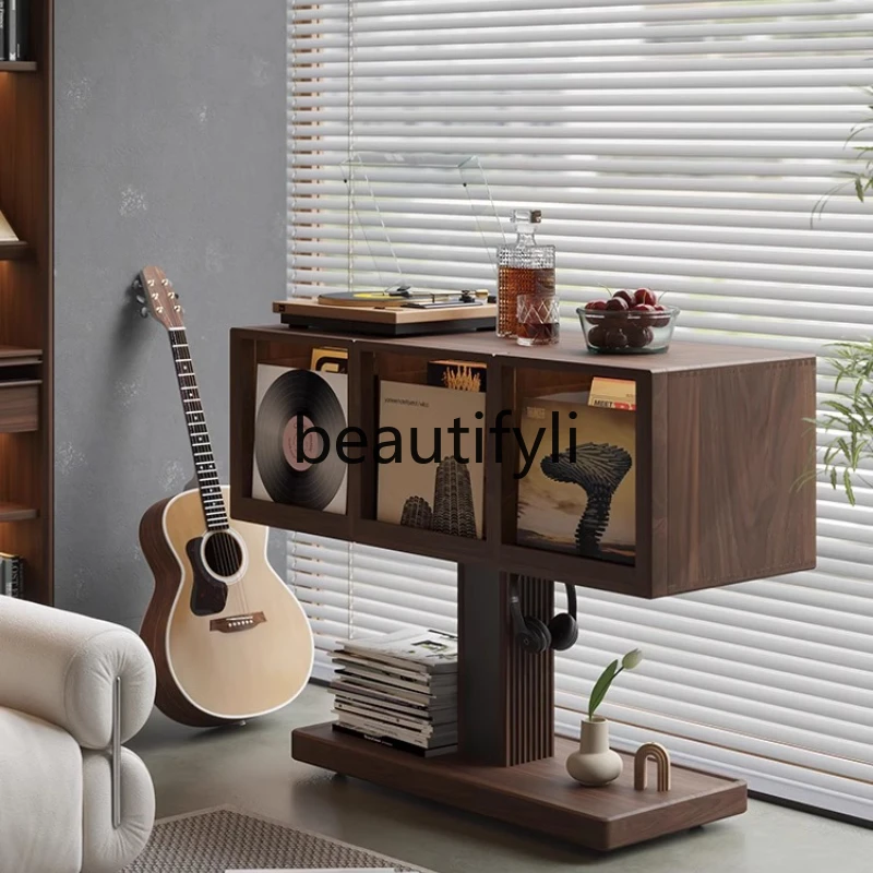 

Removable North American Black Walnut Solid Wood Side Cabinet Living Room Home Display Cabinet Storage Cabinet