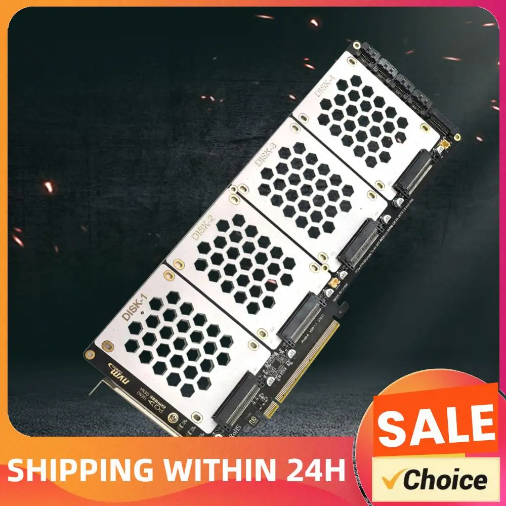 4-Port NVMe Interface PCIe X16 Conversion Card Motherboard Support PCIe X4x4x4x4 Bifurcation U.2 To PCIe Card with LED Indicator