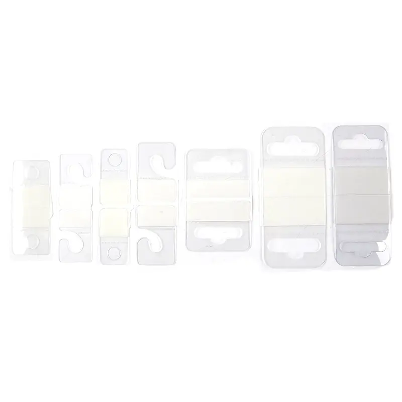 100pcs PVC Slot Hole Adhesive Hang Tabs Tags Hook Merchandise Package Box Bag Hangers Peghooks Display For Store Retail Display