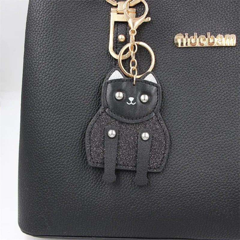 Fashion Punk French Bulldog Keychain PU Leather Dog Keychains for Women Bag Pendant Jewelry Trinket Men\'s Car Key Ring Key Chain